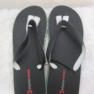 Alpine Swiss Men's Black Flip Flop Sandals Size 11